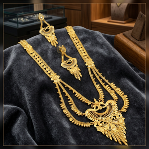 Juego de Collares Rani Haar Chapados en Oro Micro de 14K, 18K y 24K al por Mayor, Conjunto de Joyería Tradicional India, Conjunto de Joyería de Latón Dorado de Moda - Product Image 4