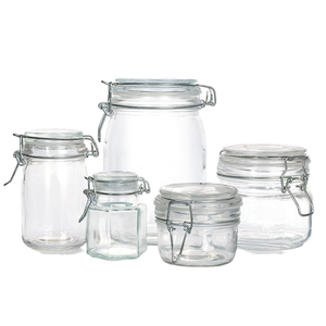Immagazzinaggio <span class=keywords><strong>barattolo</strong></span> di <span class=keywords><strong>vetro</strong></span> lato dritto in acciaio inox Clip <span class=keywords><strong>guarnizione</strong></span> in gomma per la conservazione degli alimenti da cucina - Product Image 1