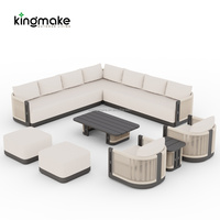 Ensemble de canapés d'extérieur de luxe en aluminium, modernes, imperméables, avec cordes, pour terrasse et cour