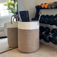 Panier pliable en corde de coton mignon pour escaliers étroits, pour vêtements sales, paniers à linge en bois, paniers cadeaux pour amis