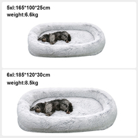 Lit pour chien de taille humaine, orthopédique, en fausse fourrure longue et moelleuse, mousse à mémoire de forme, grand lit de luxe pliable pour chiens et adultes