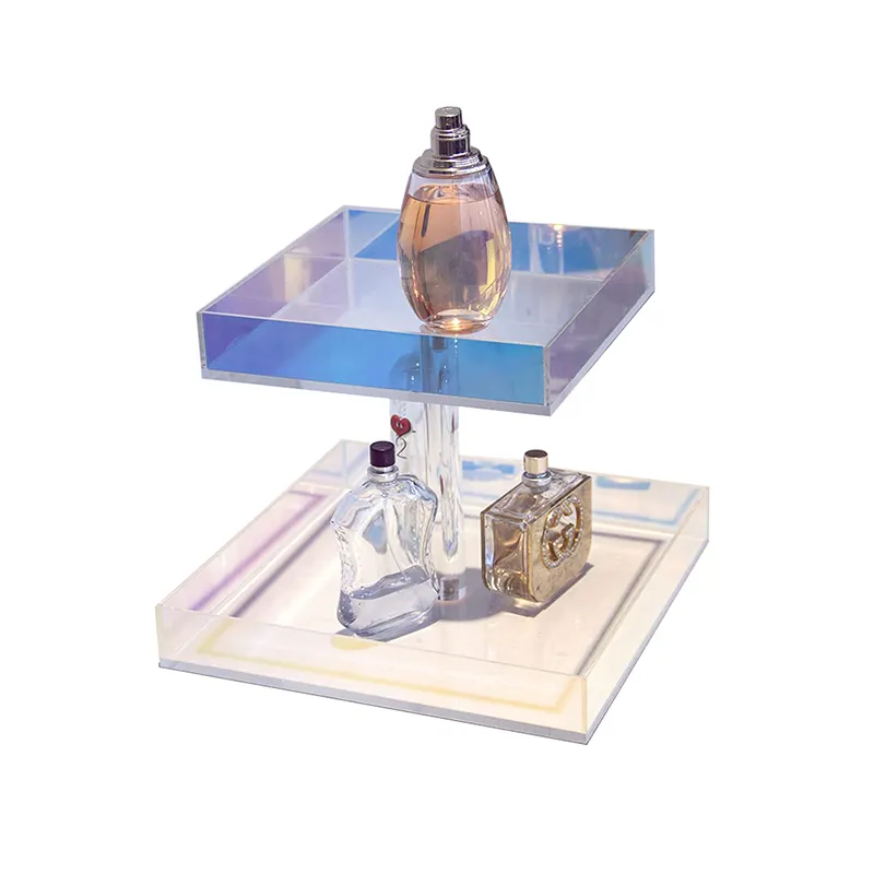 Custom Acryl Lade Regenboog Kleur Acryl Opslag Display Rack Voor Sieraden Cosmetica Parfum Organisator