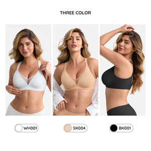 חזייה סיטונאית ללא ריפוד, כיסוי מלא, מידות גדולות, עם ברזלים, תמיכה צידית, רשת, מינימייזר, פוש אפ, ללא תפרים, לנשים - Product Image 2