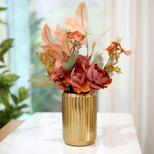 Florero de Metal Acanalado Dorado, Maceta Decorativa para Decoración del Hogar, Centro de Mesa para Sala de Estar, Oficina, Dormitorio, Regalo - Product Image 2