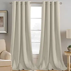 96 Inches Long Thermal Insulated Black Out Darkening Full Light Shading 100% Blackout Curtain For Living Room Bedroom