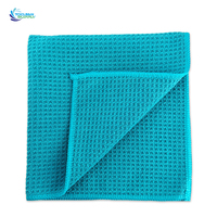 Serviette de lavage de voiture en microfibre gaufrée à séchage rapide, écologique, super résistante et sans peluches pour le nettoyage des vitres et des surfaces en verre