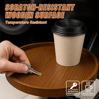 360 °   Plateau de voiture en bois rotatif et bureau de voiture adapté aux ordinateurs portables - Porte-gobelet pour volant