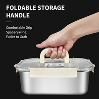 Boîte à lunch isotherme en acier inoxydable, compatible micro-ondes, pour enfants, grande boîte à bento avec poignée