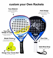 Raquette de Padel de Plage Personnalisée Légère et Portable en Fibre de Carbone Intégrale, Forme de Raquette de Tennis, Équilibrée pour le Contrôle, Idéale pour les Amateurs