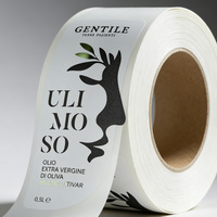 Étiquettes adhésives imperméables personnalisées pour l'emballage d'huile d'olive, autocollants en feuille d'or métallique pour marque privée avec impression de qualité supérieure
