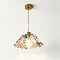 Lampe suspendue vintage en verre, abat-jour en pétales multicolores, luminaire décoratif pour table, bar, comptoir, maison