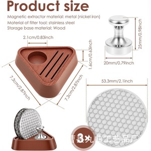 Stainless Steel Coffee Tamper <b>Set</b> With Sapele Wood Base Universal Espresso Accessories - Product Image 4