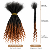 Extensions de dreadlocks 100% cheveux humains, faits à la main, avec pointes bouclées, pour tresses et torsades afro kinky