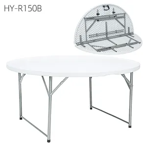 Dobrar Ao Meio Redonda para 10 Pessoas Mesa De Jantar Redonda 5ft 6 pé rodada mesa de plástico dobrável Mesa Ao Ar Livre Plástico