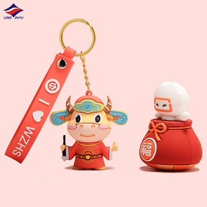 Longzhiyu พวงกุญแจพีวีซี17ปีที่กำหนดเองได้3D การ์ตูนน่ารักรูปสัตว์แมวโชคดีพวงกุญแจขายส่ง - Product Image 2