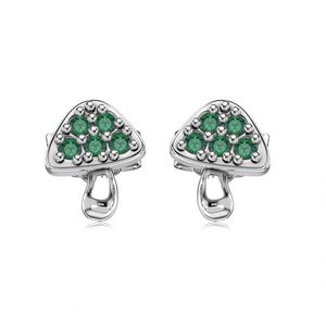 Dylam Tiny <b>Cute</b> Children Girls Women Fine Jewelry Hypoallergenic S925 Silver Rhodium Plated 5A Zirconia Mushroom Stud <b>Earrings</b> - Product Image 1