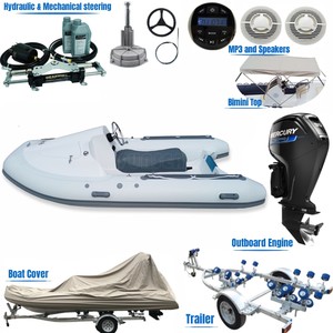 FUNSEA RIB360J, Yate Deportivo de Fibra de Vidrio de 12 Pies con Casco en V Profunda, Bote Rígido, Mini Bote Inflable de Pontones para <span class=keywords><strong>2</strong></span> Personas - Product Image 4