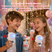 Machine à bulles LED Astronaute 10 trous, souffleur automatique avec drapeau rouge pour parcs à thème, carnavals, jouets d'extérieur pour enfants, vente en gros