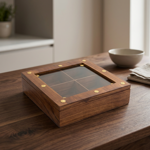Boîte cadeau en bois écologique poli avec couvercle et 4 compartiments, logo personnalisé pour Noël, mariage, Diwali, vente en gros - Product Image 2