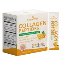 Oranje smaak collageen peptide poeder stick packs, meerdere typen I, II, III, V & X met prebiotische collageen voor huid, haar, nagels