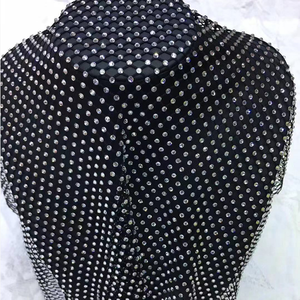 Chất Lượng Tốt Nhất Pha Lê 150Cm Chiều Rộng Aurora Boreale Pha Lê Spandex Đàn Hồi Tinh Thể Rhinestone Cá Net Lưới Vải - Product Image 5