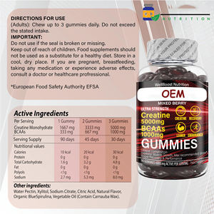 Creatine Gummies 5000mg Creatine Monohydraat 1000mg BCAA's per portie - Kauwbaar, vegan, suikervrij, gemengde bessensmaak - Product Image 6