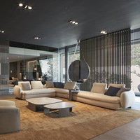 Ensemble de canapés modernes Mobilier Velours en forme de L Canapés sectionnels Salon Canapés longs Canapés Nordic Modernos 1 Set Mousse Bois Deux Places