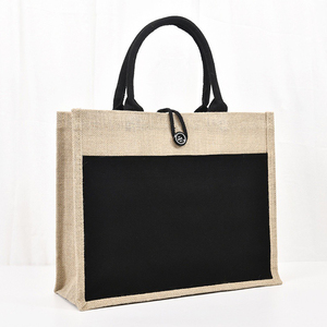 Sacs de courses en jute épais de haute qualité avec poignées, imprimés avec des logos personnalisés, grande capacité, sacs à main portables, commande en gros mixte prête à expédier - Product Image 2