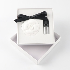 Luxury Gift Hanging Car Wardrobe Aroma Pendant Air Freshener Porcelain Scented <strong>Ceramic</strong> Camellia Flower Essential Oil <strong>Diffuser</strong> - Product Image 1