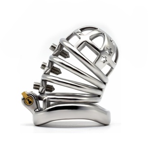 FRRK Jaula de Castidad Masculina de Acero Inoxidable con Púas Ajustables, Innovadora Jaula para Pene con Púas, para Hombres Gay - Product Image 2