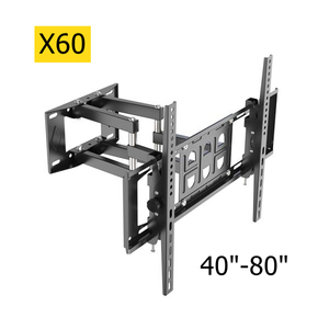 Support mural TV à mouvement complet 40-80 pouces 60 kg VESA 600x400mm Double <span class=keywords><strong>bras</strong></span> <span class=keywords><strong>articulé</strong></span> ±15° °   Inclinaison 120 °   Acier laminé à froid pivotant - Product Image 1