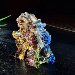 รูปปั้น Qilin เคลือบสำหรับตกแต่งโต๊ะกาแฟในสำนักงานงานหัตถกรรมสำหรับโถงทางเข้างานฝีมือคริสตัลอื่นๆ - Product Image 2