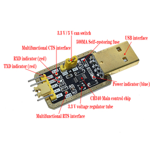CH340โมดูล USB เป็น TTL CH340G อัพเกรดดาวน์โหลดแผ่นแปรงลวดขนาดเล็ก STC ไมโครคอนโทรลเลอร์บอร์ด USB เป็นอนุกรมแทน PL2303 - Product Image 3