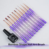 Lot de 10 outils professionnels détachables en métal avec manche en forme de bambou 2-en-1 pour le nail art et le design des ongles
