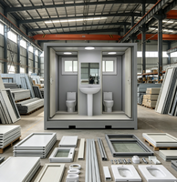 Unité de toilettes préfabriquée à double compartiment, emballage plat, norme européenne, pour chantier de construction, camp de travailleurs, toilettes préfabriquées à double compartiment