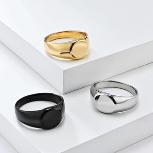 yunnique minimalist style, cool and elegant round stamp-shaped <b>titanium</b> steel <b>ring</b>, a touch of luxury and sophistic - Product Image 1
