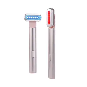 Newest 4 In 1 Red And Blue Light Therapy Eye Care Ems Microcurrent Hot Compress Led Facial Sonic Vibrating Skincare Wand
