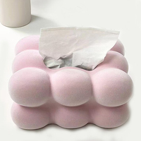 Boîte à mouchoirs en céramique rose en forme de guimauve, porte-boîte à mouchoirs pour serviettes en papier, décoration de table de salle de bain, salon
