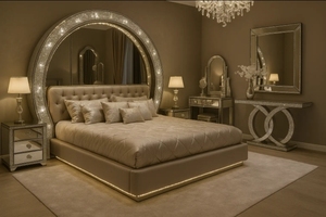 Ensemble de chambre à coucher moderne avec lit Queen Size et lit King Size au design miroir - Product Image 2