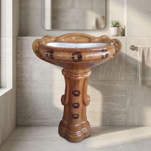 Luxury Round Ceramic Wash Basin With Full Pedestal Modern Eco Friendly Water Resistant Bathroom Sink - Product Image 5