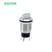 19mm 3 Positions SPST DPDT Illuminé LED Mini Électrique En Métal Bouton Interrupteur Rotatif