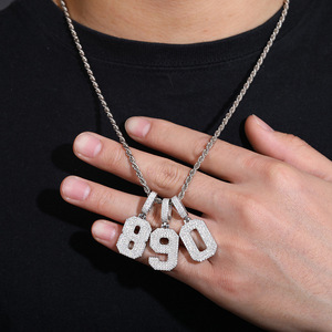 Themed Number Pendant 925 Sterling Silver Moissanite Inlay Everyday Wear Hip Hop Style - Product Image 1