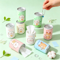 Lingettes humides miniatures en tissu non tissé doux et écologique pour femme, en boîte, avec porte-clés, vente en gros