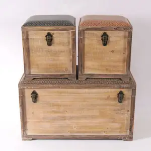 欧式乡村风格再生木质家具收纳盒客厅胸部装饰行李箱