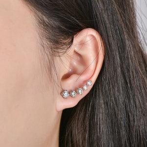 Boucles d'oreilles clous délicates en forme de griffe pour femmes, en moissanite, plaquées or, avec coupe ronde symétrique, pour <span class=keywords><strong>piercing</strong></span> de cartilage, style sourire - Product Image 6
