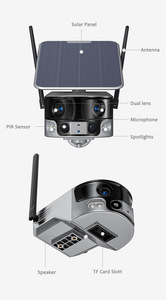 Caméra solaire 8MP 4K à double objectif Carte SIM 4G IP66 Étanche Extérieure WIFI Solaire PTZ 4G Système de caméra de vidéosurveillance à panneau solaire - Product Image 6