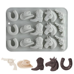 HY Moule à chocolat Cowboy 15 cavités Chapeau de Cowboy Bottes et <span class=keywords><strong>Cheval</strong></span> Western Cowboy <span class=keywords><strong>Thème</strong></span> Moule pour la cuisson - Product Image 5