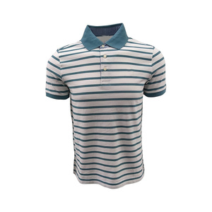 Chemise de golf de luxe pour homme en mélange de coton rayé, maille piqué nid d'abeille, manches courtes, décontractée, respirante, style designer - Product Image 1