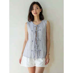 Blusa sin Mangas con Estampado Floral para Mujer, con Detalle de Lazo, Informal, para Uso Diario, Elegante, Verano, Calidad de Exportación ODM, Proveedor Mayorista - Product Image 1