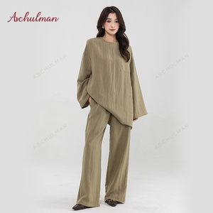 Aschulman Custom donna Muslim Top Pants 2 pz Set tessuto crêpe a figura intera donna modesto Top e pantaloni - Product Image 4